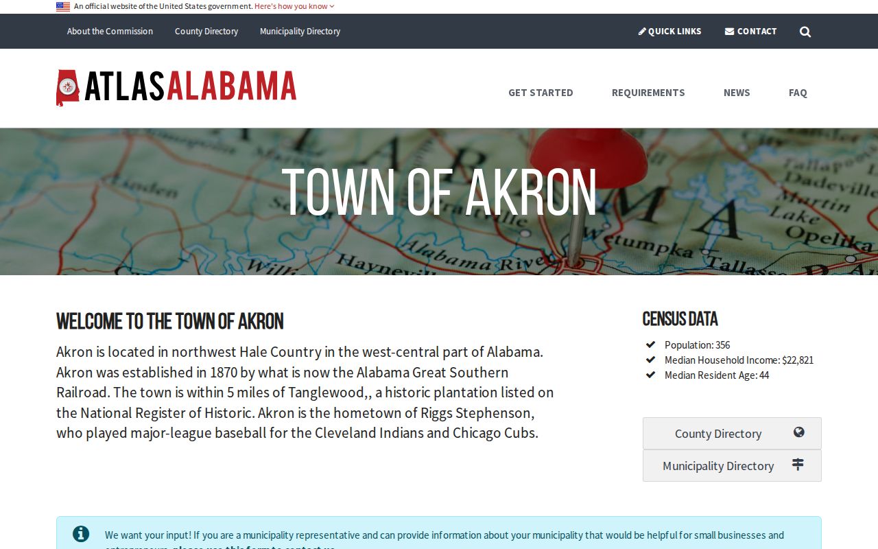 Atlas Alabama official municipal profile for Akron